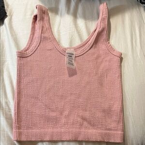 Soft Pink Ribbed Tank Top